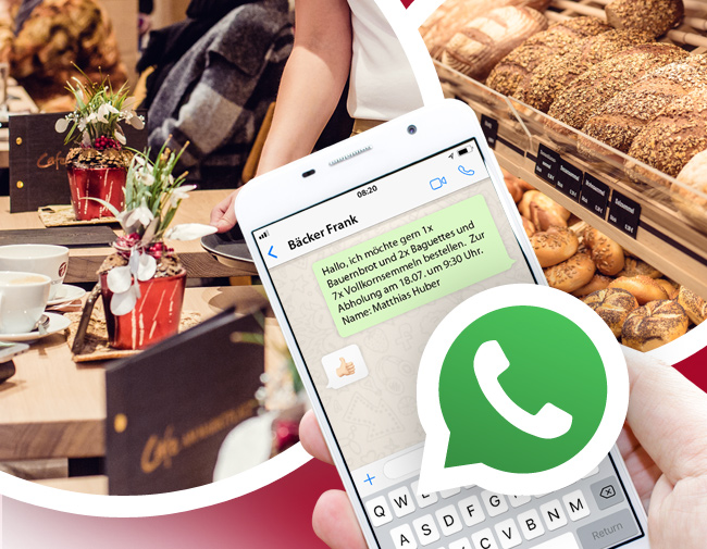 Bestellung und Tischreservierung mit Whatsapp bei Bäcker Frank
